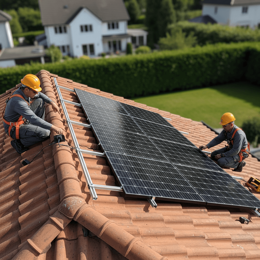 Fachgerechter Anschluss einer Photovoltaikanlage auf dem Dach