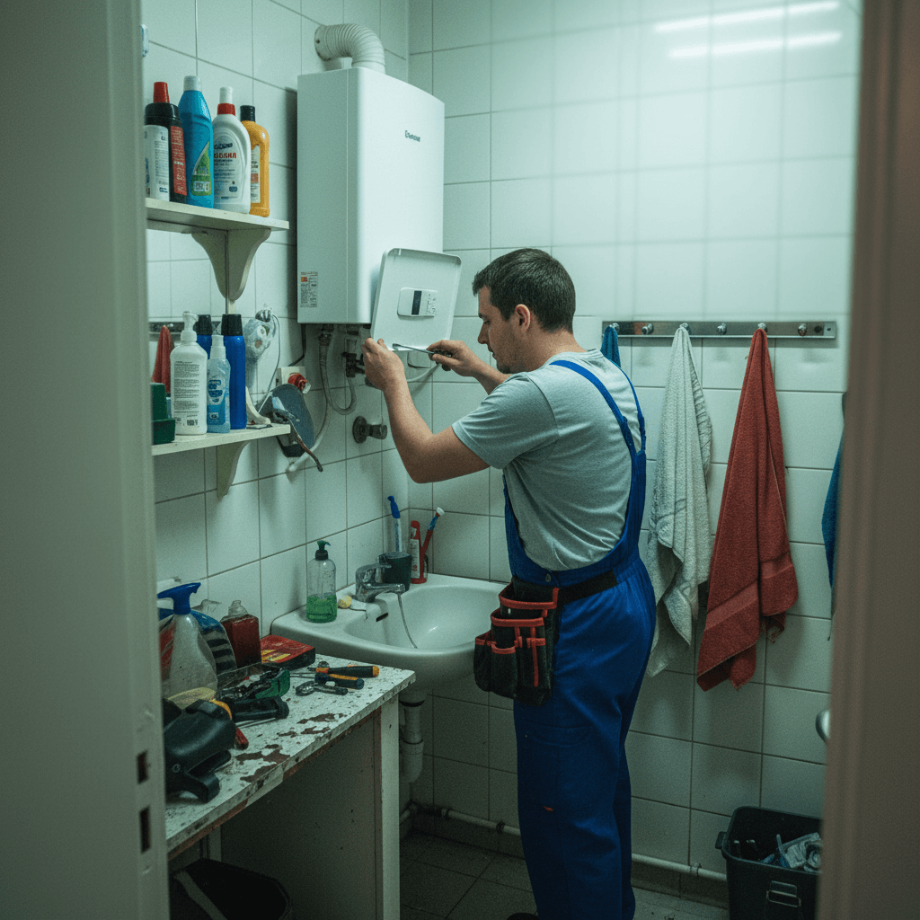 Installation eines Durchlauferhitzers im Badezimmer