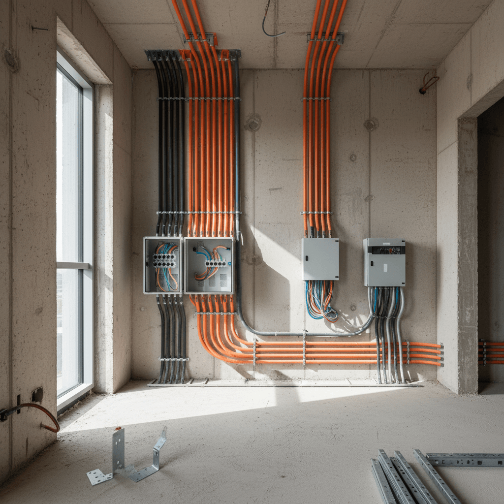 Professionelle Elektroinstallation in einem Wohngebäude