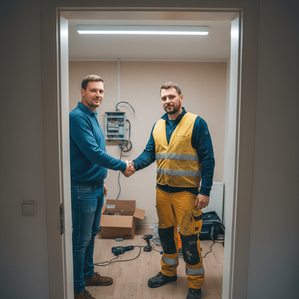 Handschlag zwischen Kunde und Handwerker als Zeichen des Vertrauens